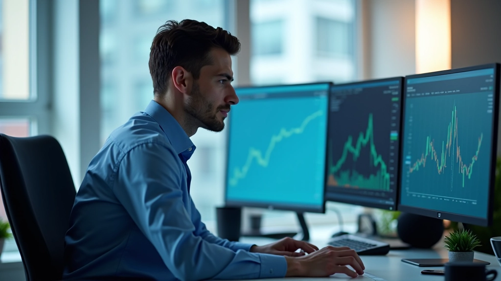 Financial analyst reviewing key metrics on computer display with spreadsheet and valuation calculations visible